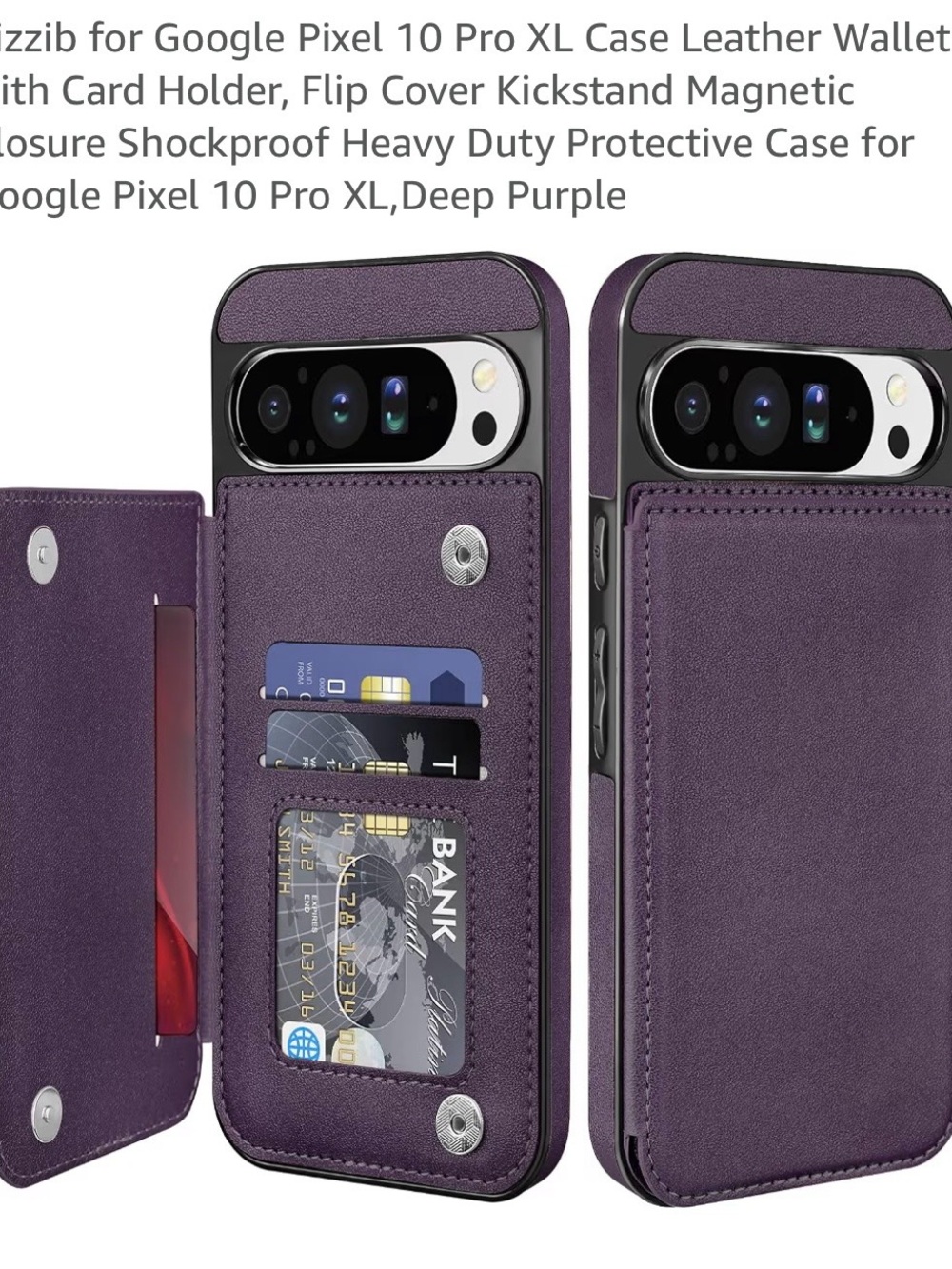 Leather Wallet Phone Case for Google Pixel 10 Pro XL — Deep Purple